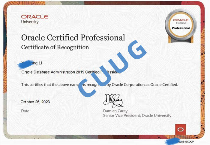 10月26日 CUUG全新發(fā)布Oracle DB 19c OCP證書(shū)，專(zhuān)業(yè)模擬培訓(xùn)助力認(rèn)證
